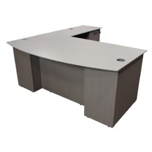 Catalina Laminate Straight Right Return L-Shape Desk, Mishan Cloth and White