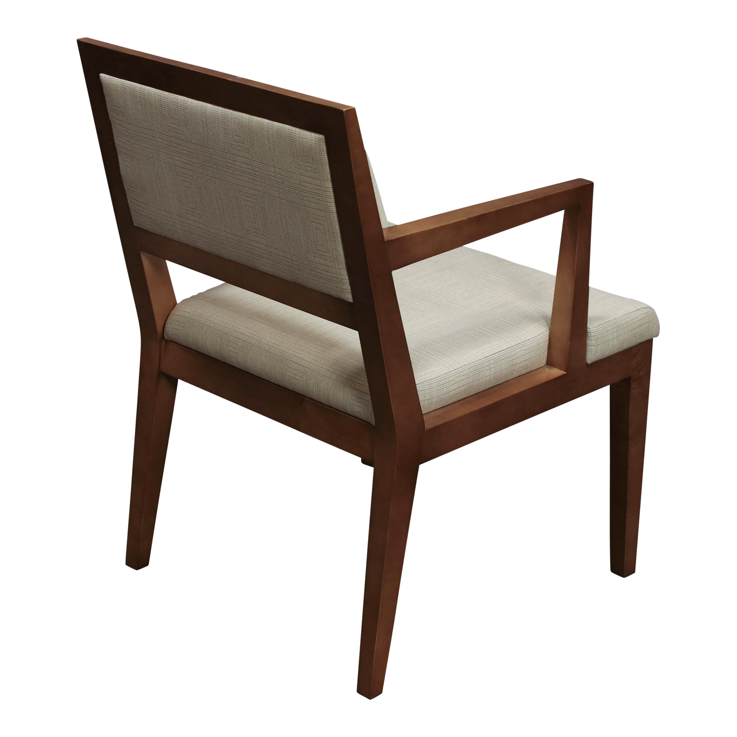 Gunlocke Used Walnut Wood Side Chair, Cream Pattern National