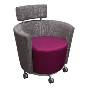 Haworth Hello Used Mobile Lounge Chair, Magenta w Gray Pattern Seat