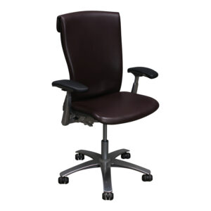 Knoll Life Used Mesh Back Task Chair, Brown PU Leather Cover