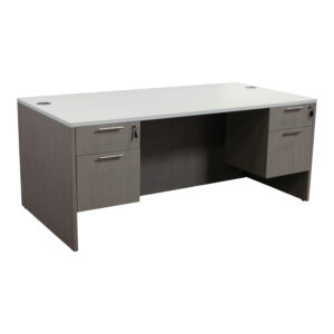 Newport 36x72 Double Pedestal Desk, Mishan Cloth and White