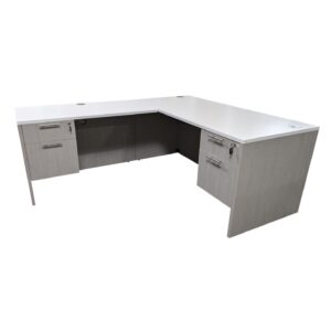 Newport 30x66 24x48 L Shape Desk, Mishan Cloth and White