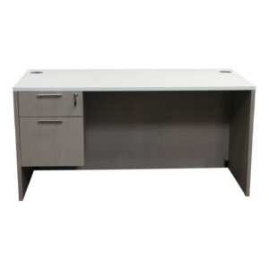 Newport 24x48 Single Pedestal Desk, Mishan Cloth and White