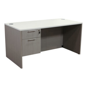 Newport 24x48 Single Pedestal Desk, Mishan Cloth and White