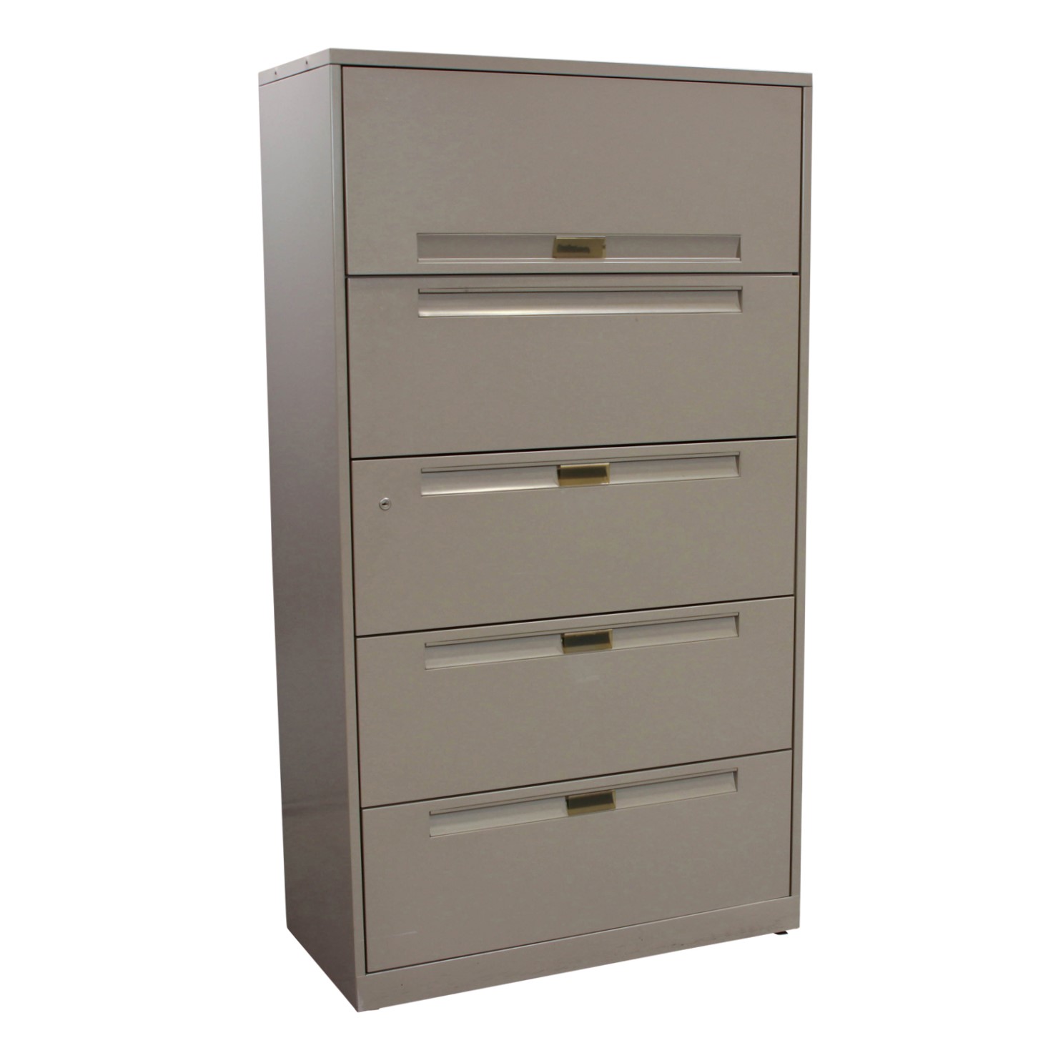 Steelcase Used 5 Drawer 36 Inch Lateral File, Light Putty