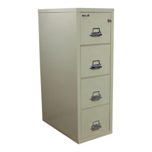 FireKing Used Letter 4 Drawer Vertical File Cabinet, Light Putty