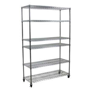 Seville Classics Used 76 In Mobile Wire Shelving Unit, Chrome