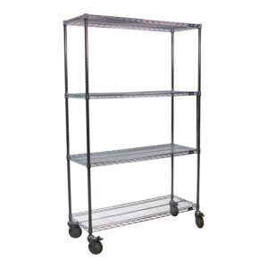 Uline Used 78 In Mobile Wire Shelving Unit, Chrome