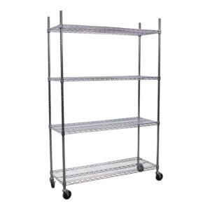 Used 76 In Mobile Wire Shelving Unit, Chrome