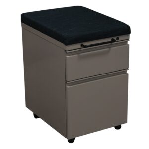Herman Miller Used Box File Mobile Pedestal w Navy Blue Cushion, Light Taupe