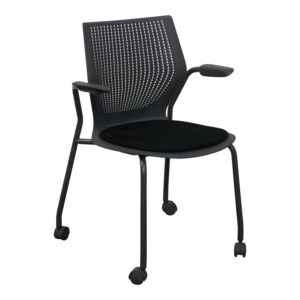 Knoll Used MultiGeneration Mobile Stack Chair, Black and Gray