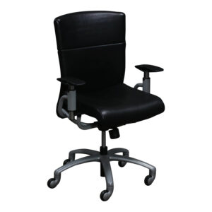 Global Ride Used Ergonomic Task Chair, Black PU Leather