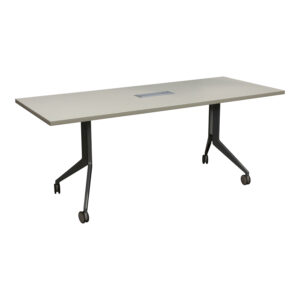 Haworth Planes Used 30x72 In Training Table w Power Grommet, Off-White