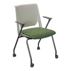 Haworth Very Mobile Stack Chair Used, Off-White and Green Pattern