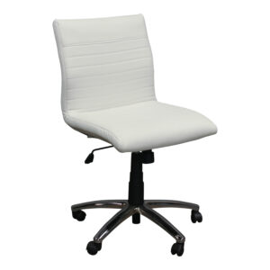 Office to Go Mid Back Luxhide Tilter Used Armless Chair, White