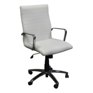 Office to Go High Back Luxhide Tilter Used Conference Chair, White