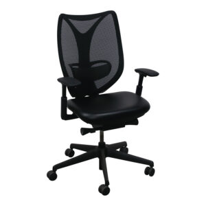 Teknion Sabrina Used Mesh Back Task Chair w PU Leather Seat, Black