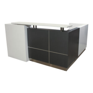 Westport L-shaped Reception Desk w Left Return, Gray and White