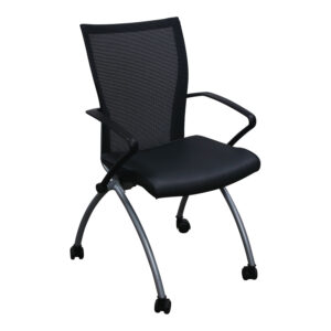 Haworth X99 Used X640 Mobile Black Mesh Back Nesting Chair, Vinyl Pattern Seat