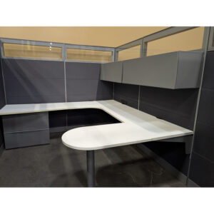 8x12 Teknion Leverage Used Cubicles w Sliding Door, Gray