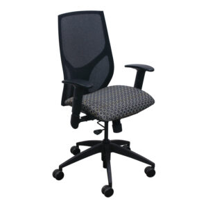 9to5 Seating Vault 1460 Used Black Mesh Back Task Chair, Gray and Yellow