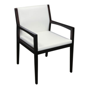 Bernhardt Used Espresso Wood Side Chair, White Leather