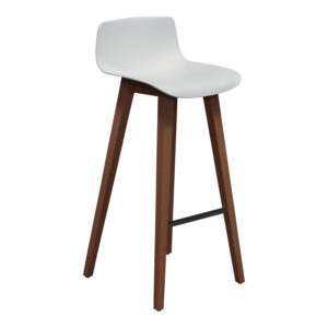 Davis Used Natural Wood Base Stool, White