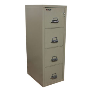 FireKing 25 Used Letter 4 Drawer Vertical File Cabinet, Light Putty