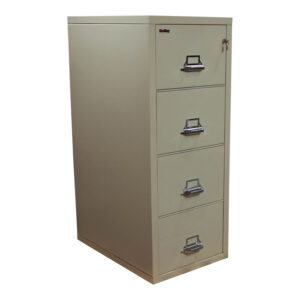 FireKing Used Legal 4 Drawer Vertical File Cabinet, Light Putty