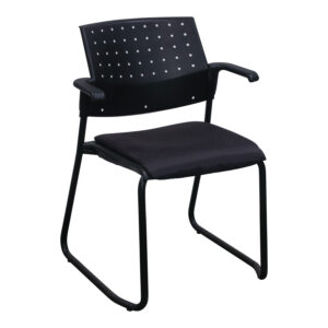 Global Sonic Used Sled Based Stack Chair w Arms, Black