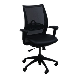 Haworth Improv Tag Used Task Chair, Black Satin PU Leather