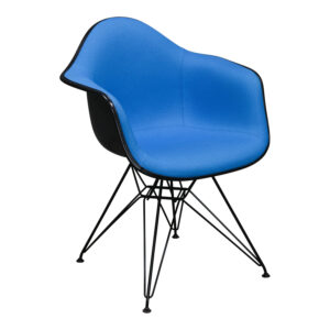 Herman Miller Eames Used Molded Fiberglass Armchair, Blue and Black Pattern