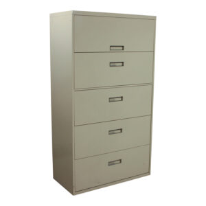 Steelcase Used 5 Drawer 36 Inch Lateral File, Light Putty
