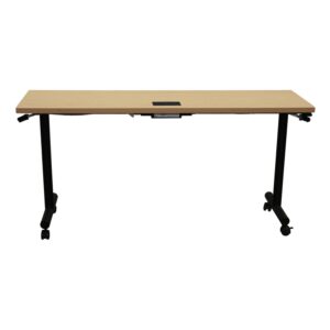 Used 18x60 In Mobile Laminate Training Table w Primary Power, Maple