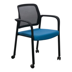 Allsteel Relate Used Black Mesh Back Stack Chair, Blue Seat