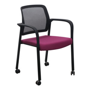 Allsteel Relate Used Black Mesh Back Stack Chair, Magenta Seat