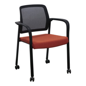 Allsteel Relate Used Black Mesh Back Stack Chair, Orange Seat