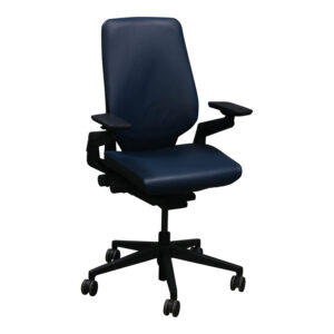 Steelcase Gesture Used Genuine Leather Task Chair, Dark Blue