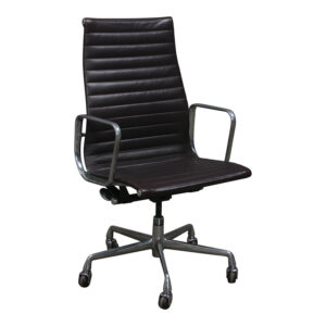 Herman Miller Eames Used Aluminum Group High Back Management Chair, Brown Leather