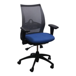 Haworth Improv Tag Used Gray Mesh Back Task Chair, Blue Seat