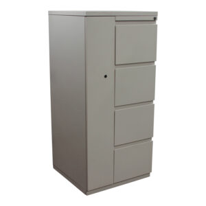 Haworth Used Storage Tower with Wardrobe Opens Left, Light Putty