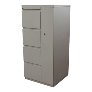 Haworth Used Storage Tower with Wardrobe Opens Right, Light Putty