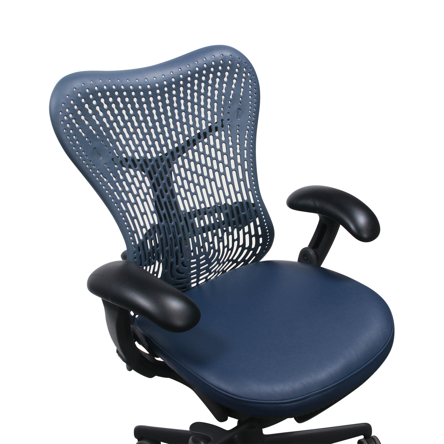 M076 Herman Miller ネイビーアームチェア 幅1200mm Herman Miller Mirra 1 Used Blue Fog Back Task Chair, Genuine Dark
