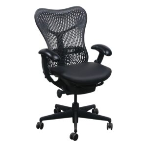 Herman Miller Mirra Used Task Chair, Genuine Black Leather Seat