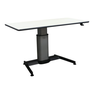 Steelcase Airtouch Used 59x30 In Sit Stand Desk, White w Black Edge Banding