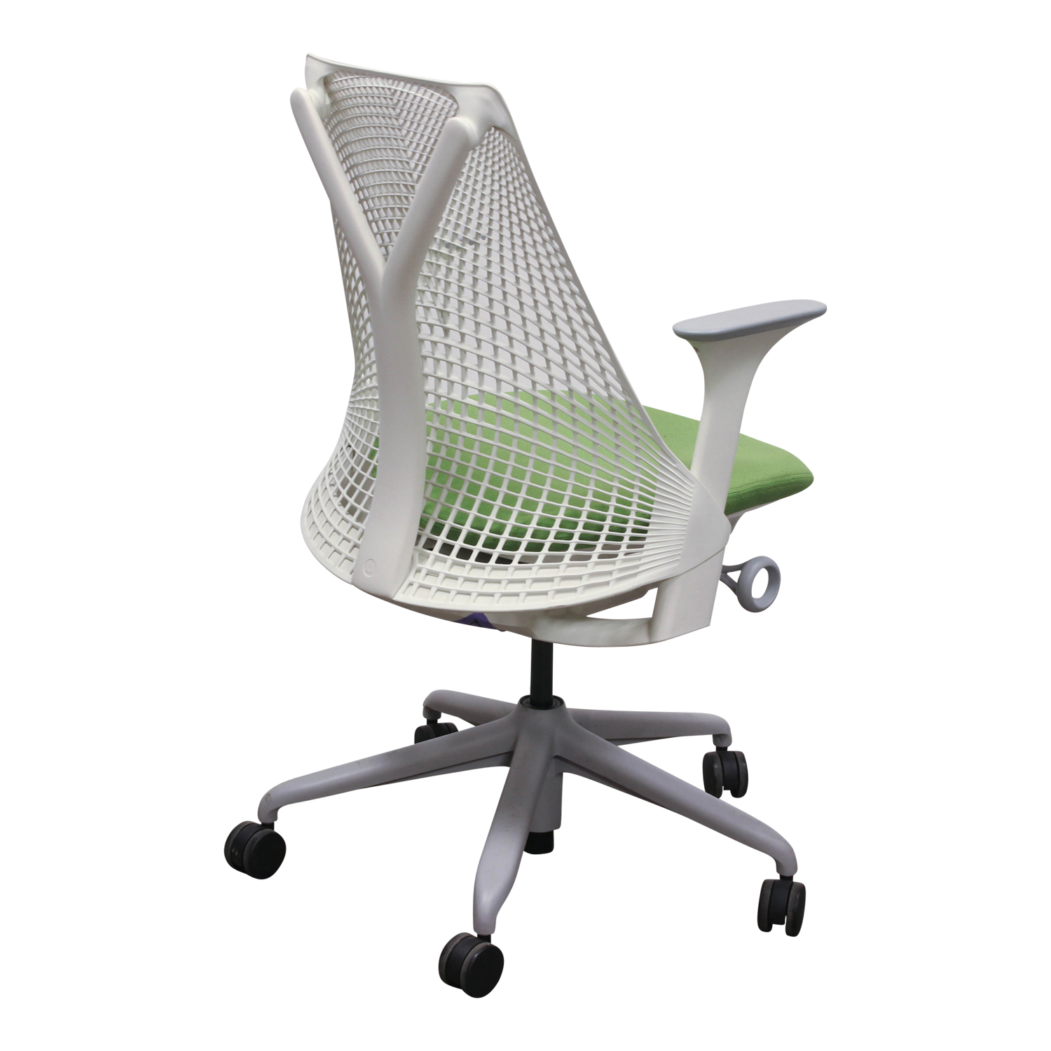 Herman Miller Sayl Used White Back Conference Chair, Green Seat
