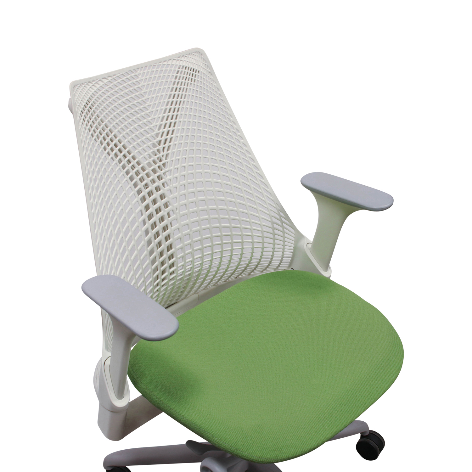 【新品未開封】SAHALL Green chairs 1000ピース Herman Miller Sayl Used White Back Conference Chair, Green Seat