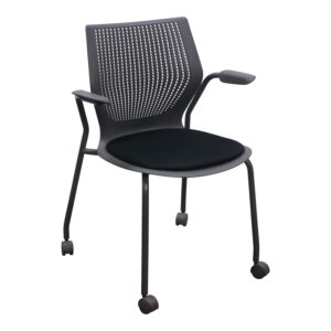 Knoll Used MultiGeneration Mobile Stack Chair, Gray and Black