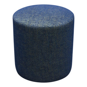 Loft + Manor Collaborative Used 17 In Round Ottoman, Blue Green Metallic