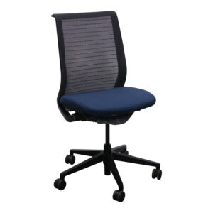 Steelcase Think Used Armless Graphite Mesh Task Chair, Blue Night